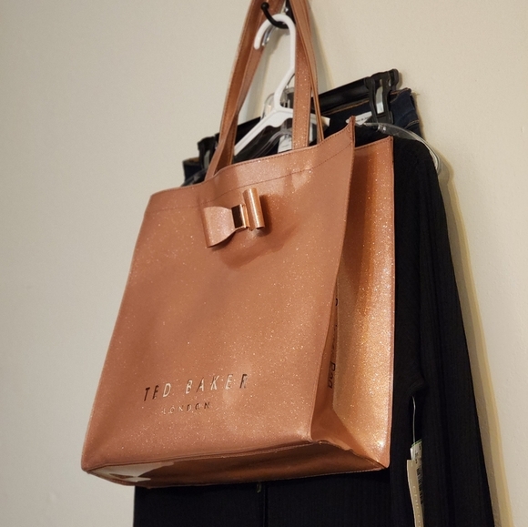 NEW TED BAKER LONDON Large Sizzcon Glitter Tote Bag Purse Glam Designer Summer - Picture 10 of 15